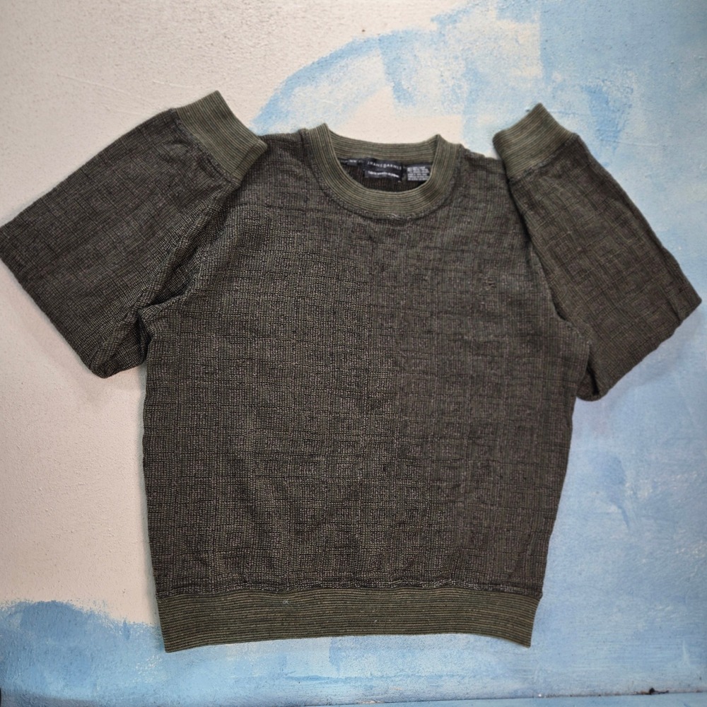VTG JHANE BARNES Mens M Sweater Grey Textured Knit Crewneck 66% Wool‎ Japan Wove
